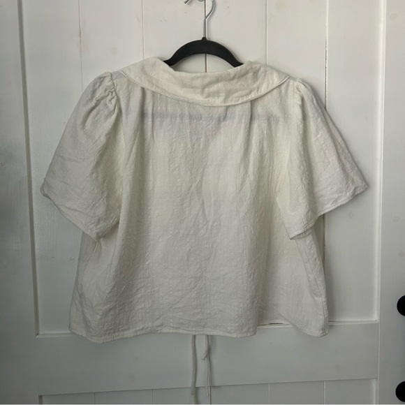 Encinitas Blouse - Elegant White Tie-Front Blouse - Picture 6 of 6